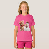 Teddybeer en sneeuwpop t-shirt (Voorkant volledig)