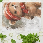 Teddybeer en sneeuwpop theedoek (Gevouwen)