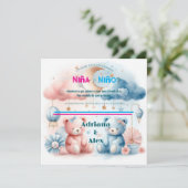 Teddybeer en sterren onthullen op maat save the date (Staand voorkant)