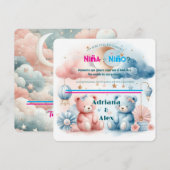 Teddybeer en sterren onthullen op maat save the date (Voorkant / Achterkant)