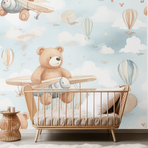 Teddybeer en Vlak Kinder Naadloze Patroon Behang