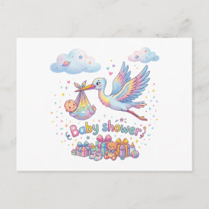 Teddybeer en vogel Baby Shower Kunst Uitnodiging Briefkaart