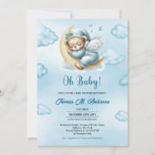 Teddybeer engelen vleugels slapen over de maan kaart (Voorkant)