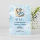 Teddybeer engelen vleugels slapen over de maan kaart (Staand voorkant)