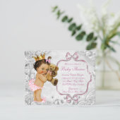 teddybeer etnische baby meisje douche kaart (Staand voorkant)