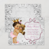 teddybeer etnische baby meisje douche kaart (Voorkant / Achterkant)