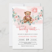 teddybeer eucalyptus krans meisje Baby shower Kaart (Voorkant)
