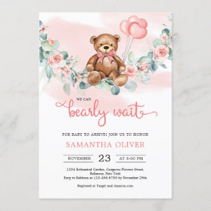 teddybeer eucalyptus krans meisje Baby shower Kaart