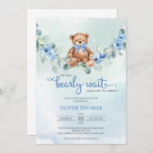 Teddybeer Eucalyptus kransjongen Baby shower Kaart (Voorkant / Achterkant)