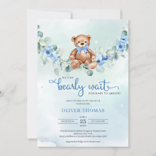 Teddybeer Eucalyptus kransjongen Baby shower Kaart