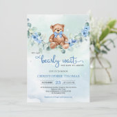 Teddybeer Eucalyptus kransjongen Baby shower Kaart (Staand voorkant)