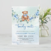 Teddybeer Eucalyptus kransjongen Baby shower Kaart (Staand voorkant)