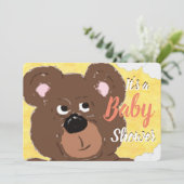 Teddybeer Felgeel Babyshower Kaart (Staand voorkant)