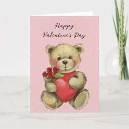 Teddybeer Fijne Valentijnsdag Vakantiekaart Feestdagen Kaart