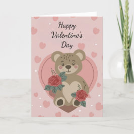Teddybeer Fijne Valentijnsdag Vakantiekaart Feestdagen Kaart