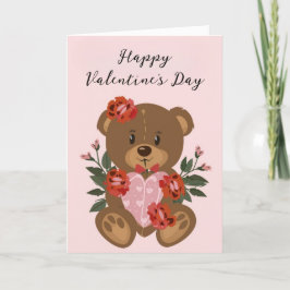 Teddybeer Fijne Valentijnsdag Vakantiewenskaart Feestdagen Kaart