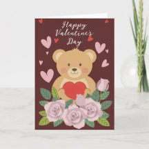 Teddybeer Fijne Valentijnsdag Wenskaart