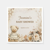  teddybeer Floral Baby shower servetten (Voorkant)