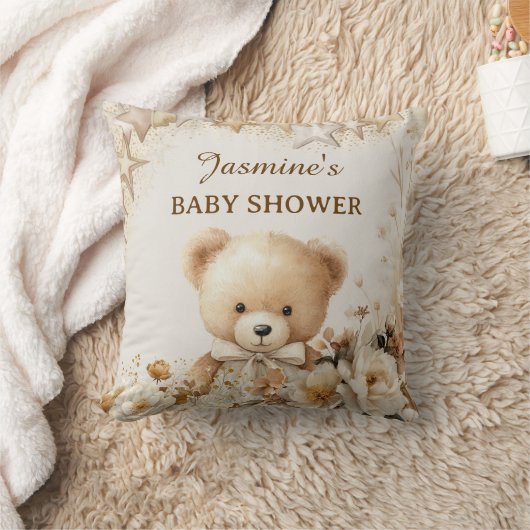 teddybeer Floral Baby shower Sierkussen (Deken)