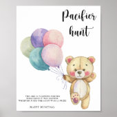Teddybeer - fopspeen jacht baby shower spel poster (Voorkant)