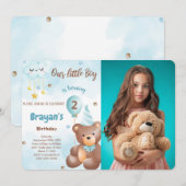 Teddybeer-foto-uitnodiging Kaart (Voorkant / Achterkant)