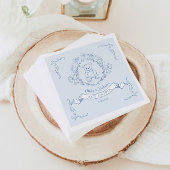 Teddybeer Frans blauw Toile Baby shower Servet