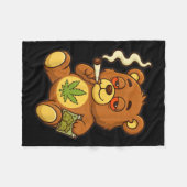 Teddybeer Funny Weed Roken Beer met Gewrichtsblad Fleece Deken (Voorkant (Horizontaal))