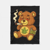 Teddybeer Funny Weed Roken Beer met Gewrichtsblad Fleece Deken (Voorkant)