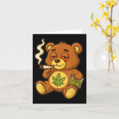 Teddybeer Funny Weed Roken Beer met Gewrichtsblad Kaart (Gele Bloem)