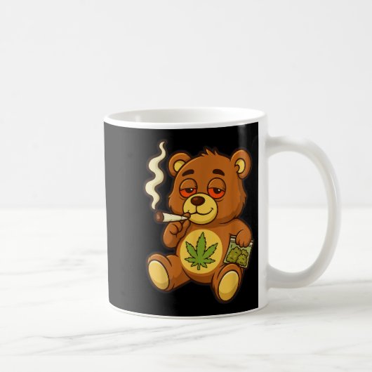 Teddybeer Funny Weed Roken Beer met Gewrichtsblad Koffiemok (Rechts)