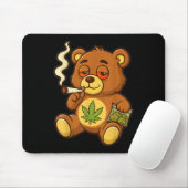 Teddybeer Funny Weed Roken Beer met Gewrichtsblad Muismat (Met muis)