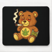 Teddybeer Funny Weed Roken Beer met Gewrichtsblad Muismat (Voorkant)