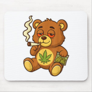 Teddybeer Funny Weed Roken Beer met Gewrichtsblad Muismat