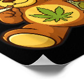 Teddybeer Funny Weed Roken Beer met Gewrichtsblad Poster (Hoek)