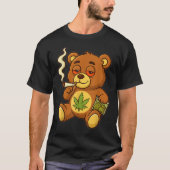 Teddybeer Funny Weed Roken Beer met Gewrichtsblad T-shirt (Voorkant)