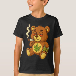 Teddybeer Funny Weed Roken Beer met Gewrichtsblad T-shirt