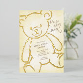 Teddybeer Geboorteaankondiging Folie Uitnodiging (Staand Voorkant)