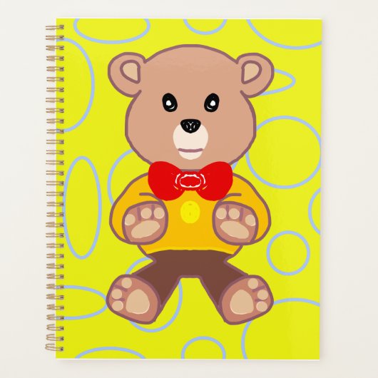 Teddybeer geel geometrisch planner (Voorkant)