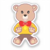 Teddybeer geel geometrische Sticker (Voorkant)