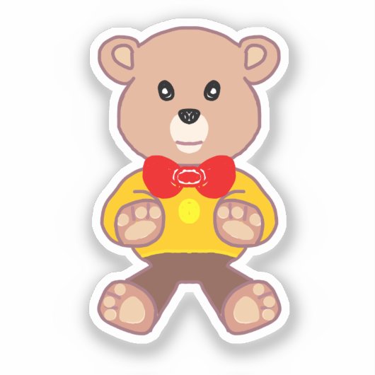 Teddybeer geel geometrische Sticker (Voorkant)