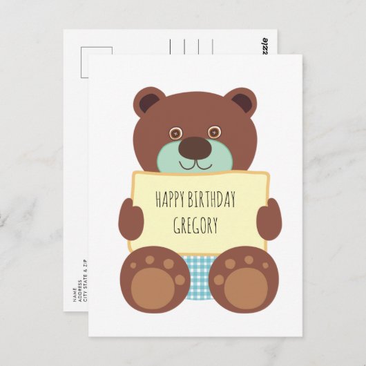 Teddybeer Gefeliciteerd Briefkaart (Voorkant / Achterkant)