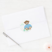 Teddybeer Gekleed in Blauw Baby showers Sticker (Envelop)