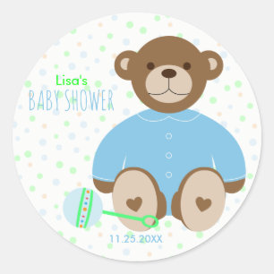 Teddybeer Gekleed in Blauw Baby showers Sticker
