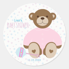 Teddybeer gekleed in roze Baby showers Sticker