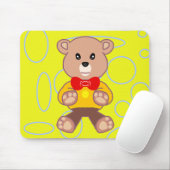 Teddybeer gele geometrische cirkels lussen Mousepa Muismat (Met muis)