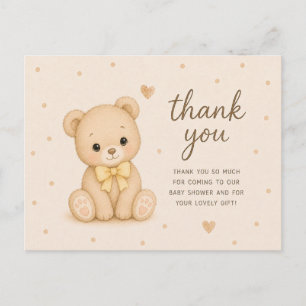 Teddybeer Gele Strik Babyshower Bedankt Briefkaart