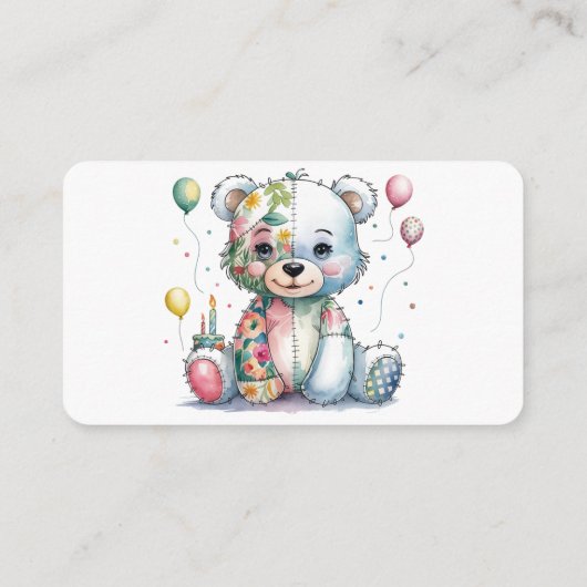 Teddybeer genaaid patchwork meisje boeken voor Bab Informatiekaartje (Achterkant)