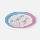 Teddybeer gender onthullen waterverf kunstfeest papieren bordje (Gekanteld)