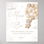 Teddybeer Genderneutraal Baby shower Mimosa Bar Poster (Voorkant)