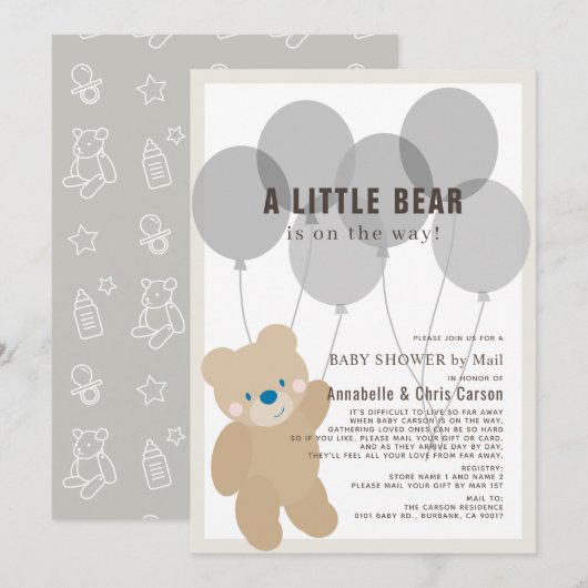 Teddybeer genderneutraal Baby shower per post Kaart (Voorkant / Achterkant)